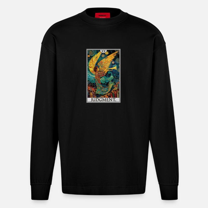 Tarotkarten Tarotkarte 20 Judgment Gericht - Heavyweight Oversized Organic Langarmshirt Made in EU - SOLID BLACK