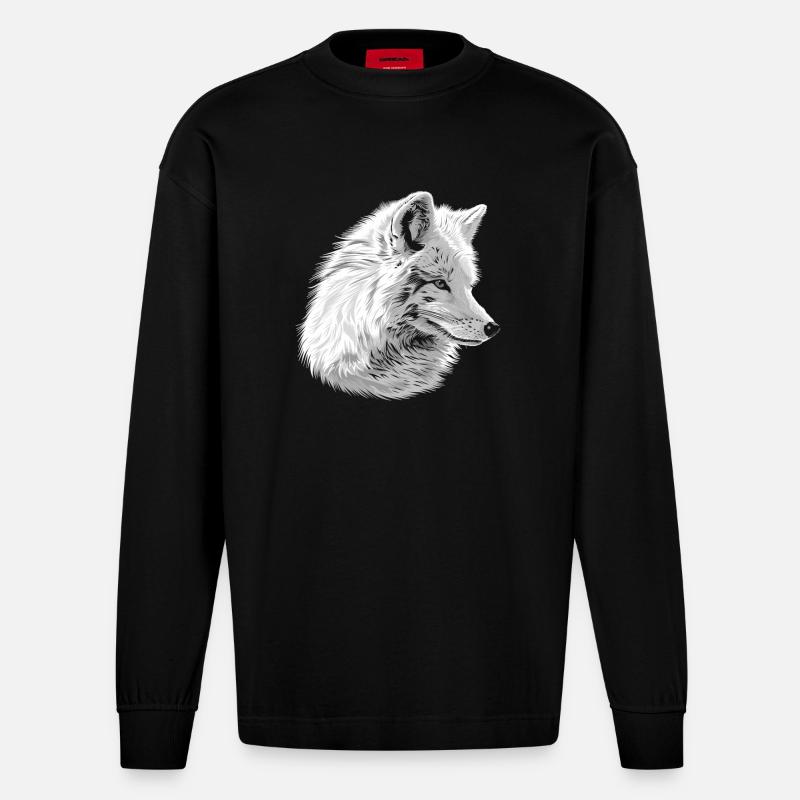 Arctic Fox Polarfüchse Polarfuchs - Heavyweight Oversized Organic Langarmshirt Made in EU - SOLID BLACK