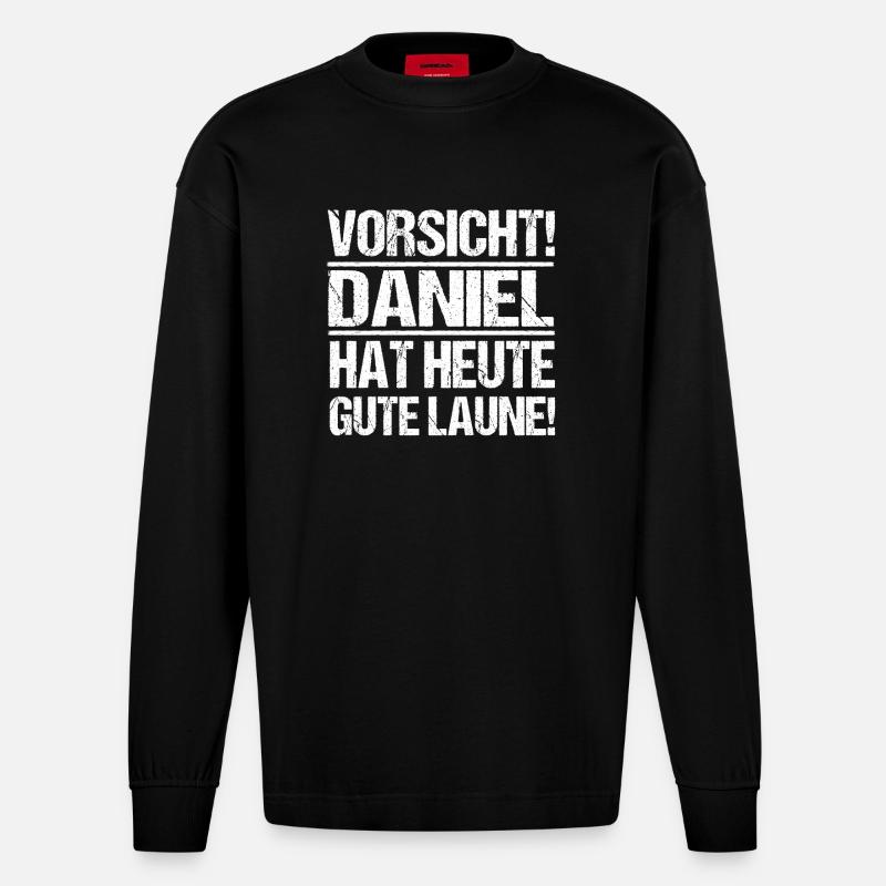 Vorname Daniel - Heavyweight Oversized Organic Langarmshirt Made in EU - SOLID BLACK