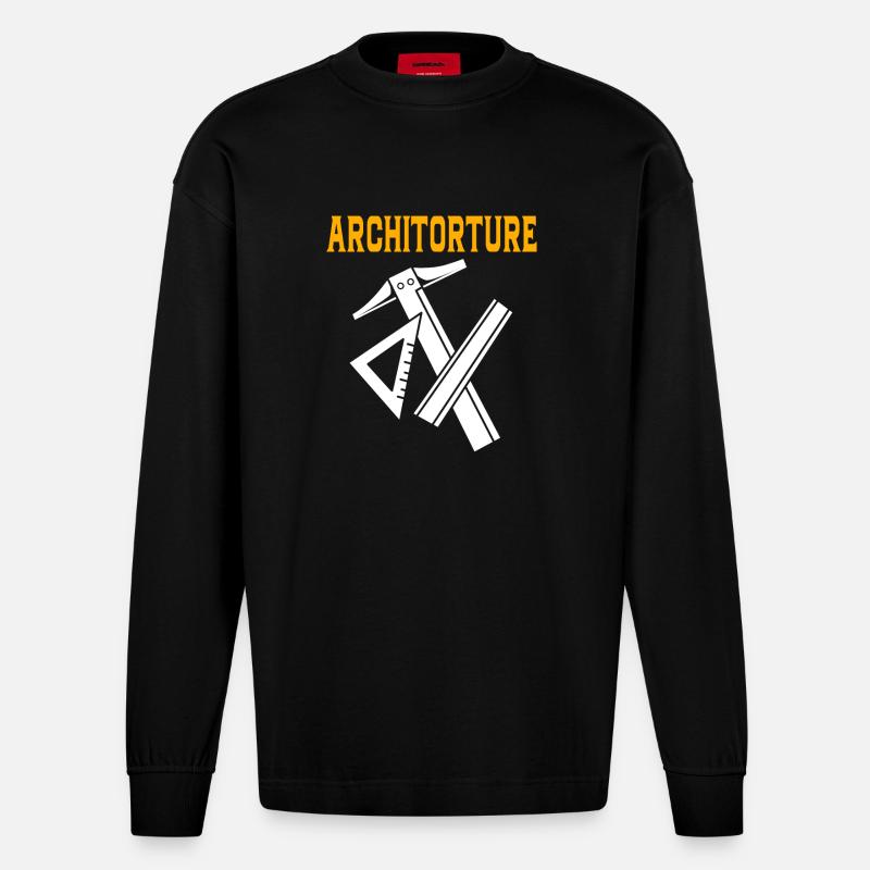 Architektur - Heavyweight Oversized Organic Langarmshirt Made in EU - SOLID BLACK