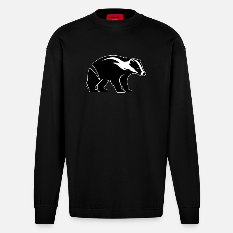Badger Dachse Dachs - Heavyweight Oversized Organic Langarmshirt Made in EU - SOLID BLACK