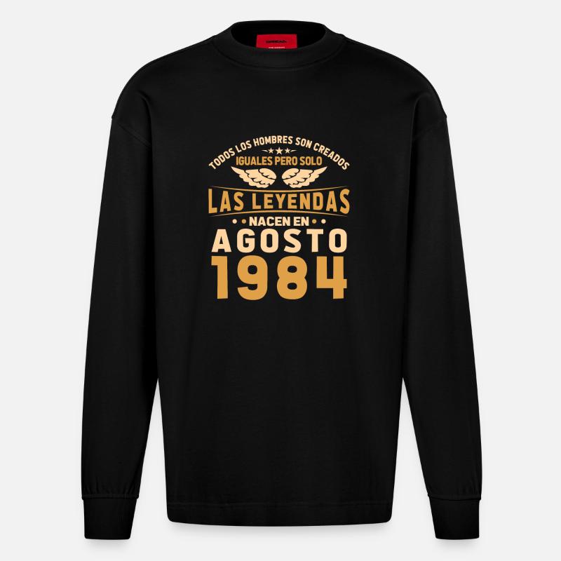 Les Légendes Août 1984 - Manches longues bio épais oversize fabriqué en UE - SOLID BLACK