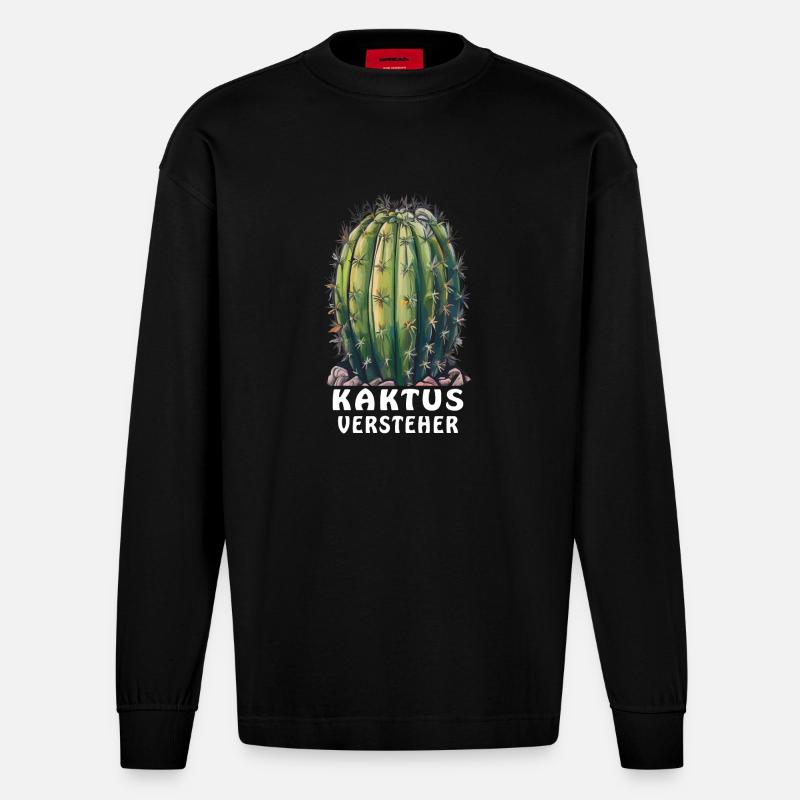 COMPRÉHENSEUR DE CACTUS - Manches longues bio épais oversize fabriqué en UE - SOLID BLACK