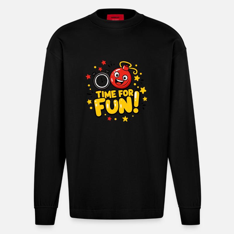 C’EST L’HEURE DE S’AMUSER - Manches longues bio épais oversize fabriqué en UE - SOLID BLACK