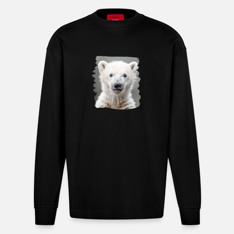 Polar Bear Eisbären Eisbär - Heavyweight Oversized Organic Langarmshirt Made in EU - SOLID BLACK