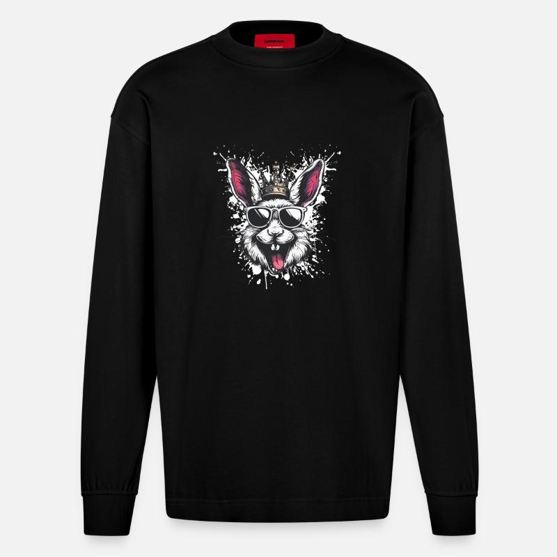 Hase Comic - Heavyweight Oversized Organic Langarmshirt Made in EU - SOLID BLACK