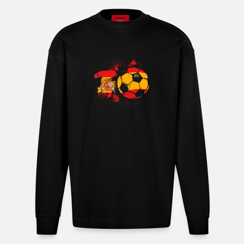 Spanien Spanisch - Heavyweight Oversized Organic Langarmshirt Made in EU - SOLID BLACK