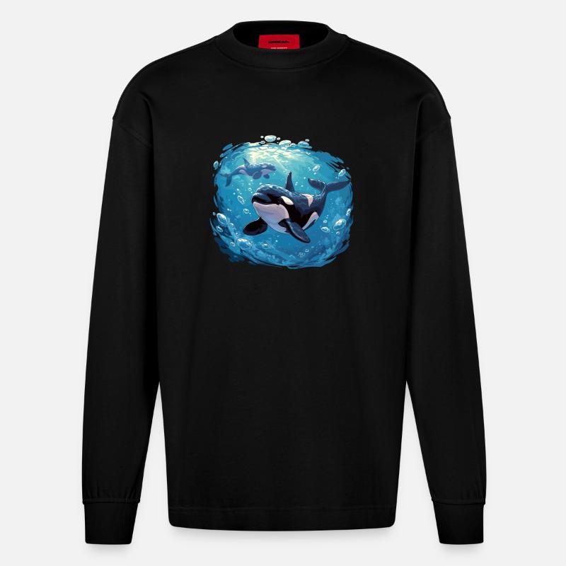 Orcas Orca - Heavyweight Oversized Organic Langarmshirt Made in EU - SOLID BLACK