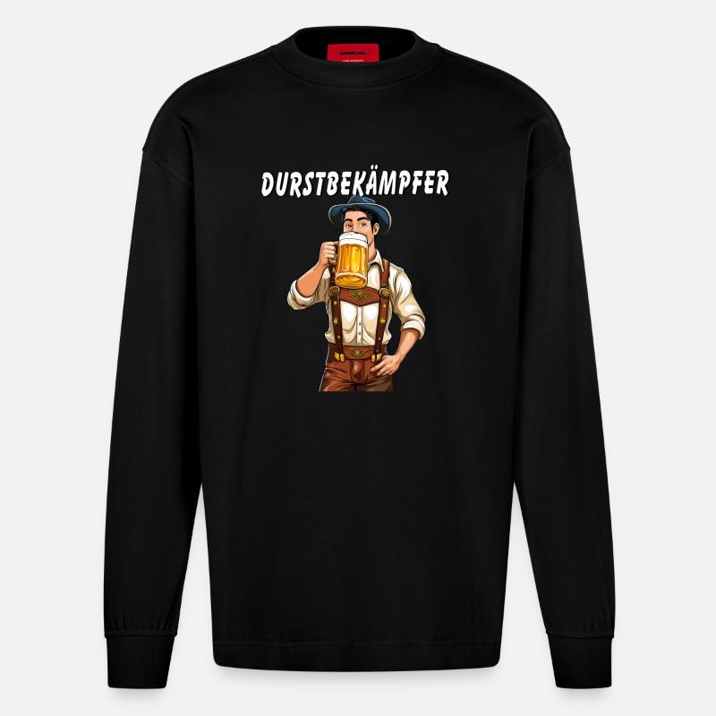 MANN Bier DURSTBEKÄMPFER - Heavyweight Oversized Organic Langarmshirt Made in EU - SOLID BLACK