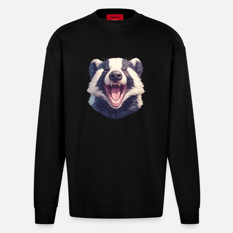 Badger Dachse Dachs - Heavyweight Oversized Organic Langarmshirt Made in EU - SOLID BLACK