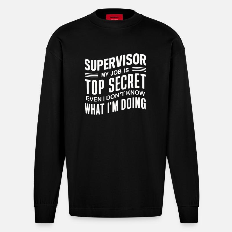 Supervisor Beruf - Heavyweight Oversized Organic Langarmshirt Made in EU - SOLID BLACK