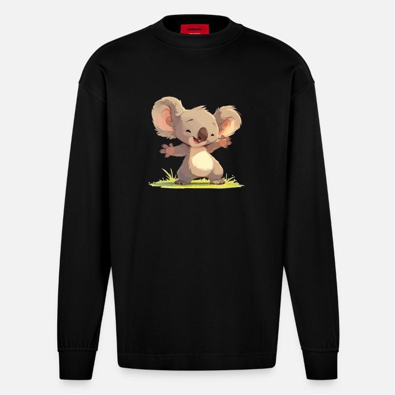 Koalas Koala - Manches longues bio épais oversize fabriqué en UE - SOLID BLACK