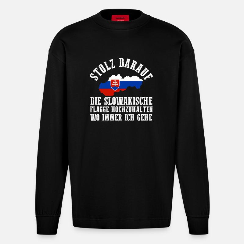 Slowaken Slowakei - Heavyweight Oversized Organic Langarmshirt Made in EU - SOLID BLACK
