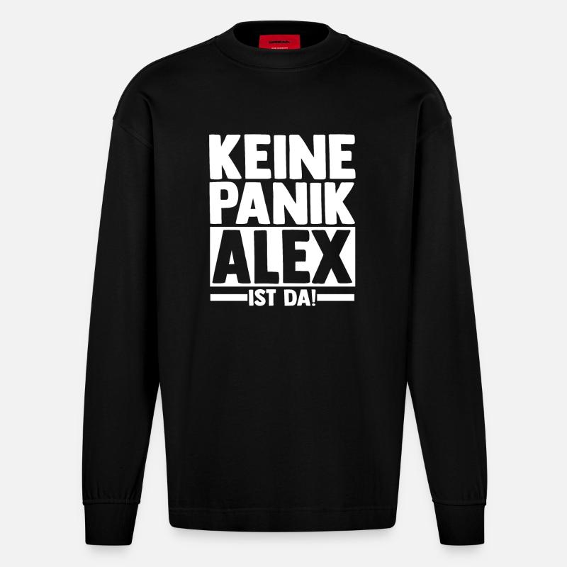 Alexander Alexandra Alexa Alex - Heavyweight Oversized Organic Langarmshirt Made in EU - SOLID BLACK