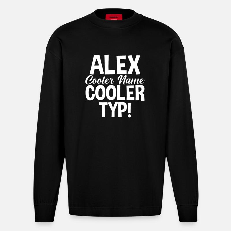 Alexander Alexandra Alexa Alex - Heavyweight Oversized Organic Langarmshirt Made in EU - SOLID BLACK