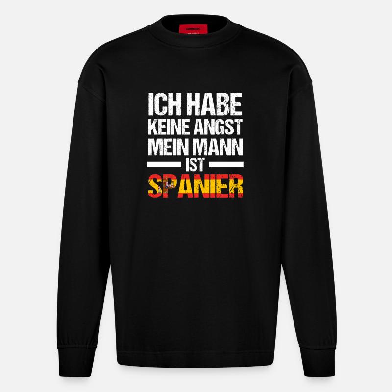 Spanier Spanien - Heavyweight Oversized Organic Langarmshirt Made in EU - SOLID BLACK