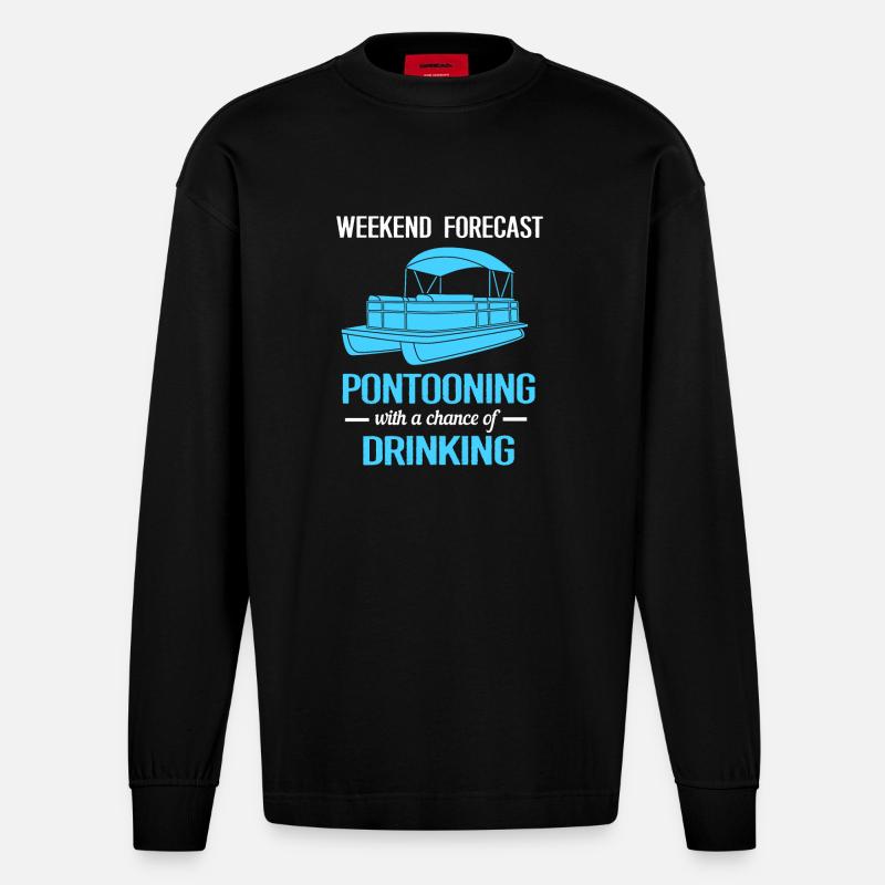 Pontonboot Boot Boote - Heavyweight Oversized Organic Langarmshirt Made in EU - SOLID BLACK