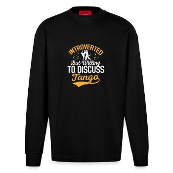 Introverted But Willing To Discuss Tango Latin Mus - Heavyweight Oversized Organic Longsleeve Shirt Made in EU - SOLID BLACK - Front