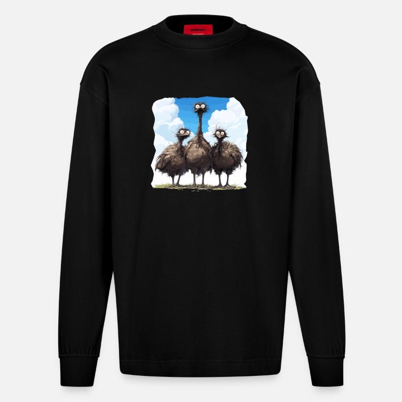 Emus Emu - Manches longues bio épais oversize fabriqué en UE - SOLID BLACK