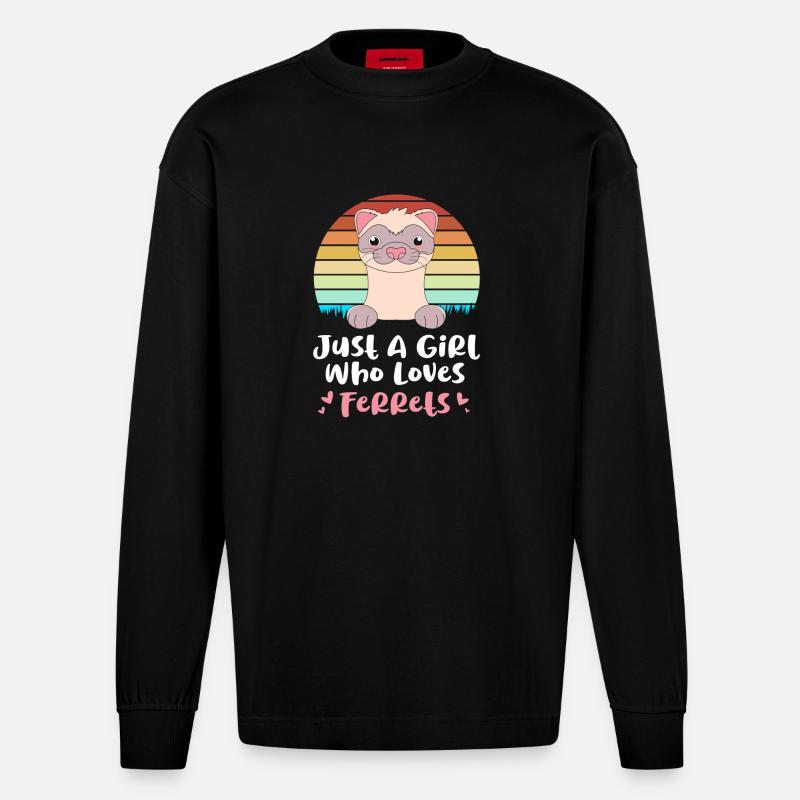 Frettchen - Heavyweight Oversized Organic Langarmshirt Made in EU - SOLID BLACK