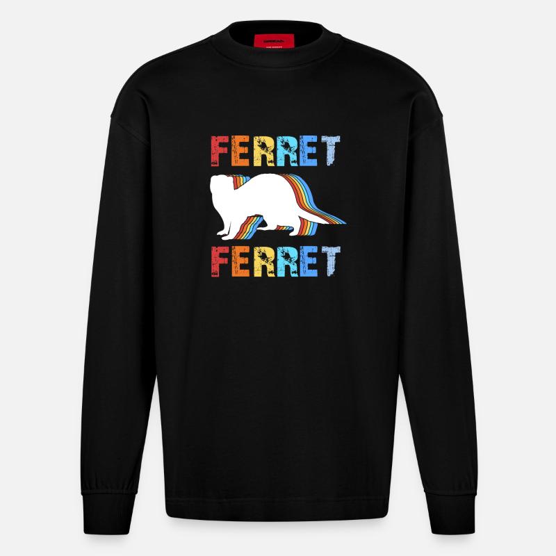 Frettchen - Heavyweight Oversized Organic Langarmshirt Made in EU - SOLID BLACK
