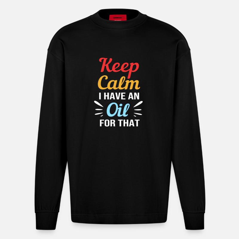 Ätherisches Öl - Heavyweight Oversized Organic Langarmshirt Made in EU - SOLID BLACK