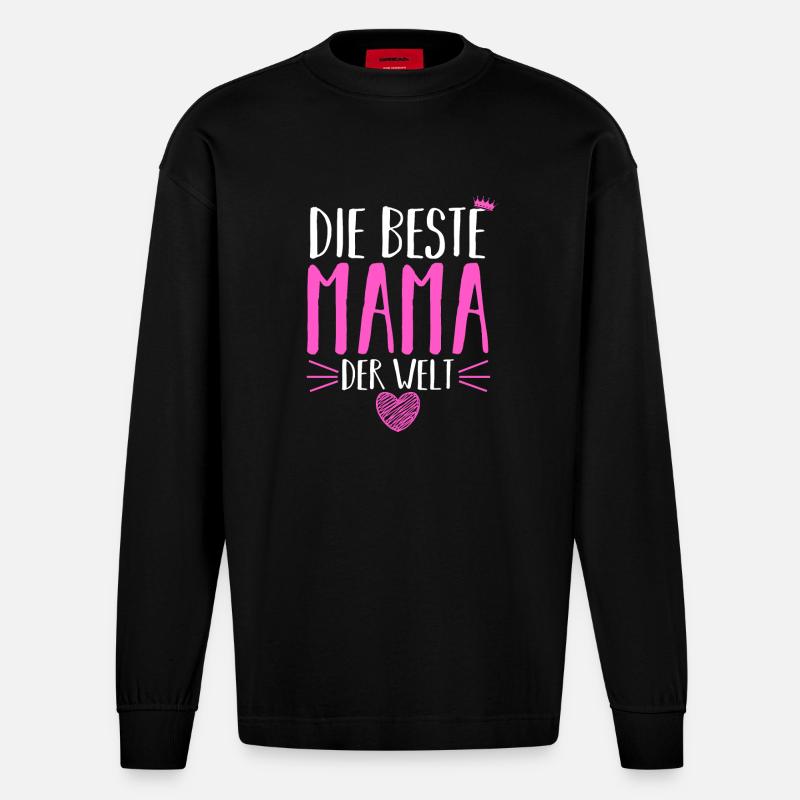 Beste Mama Der Welt - Heavyweight Oversized Organic Langarmshirt Made in EU - SOLID BLACK