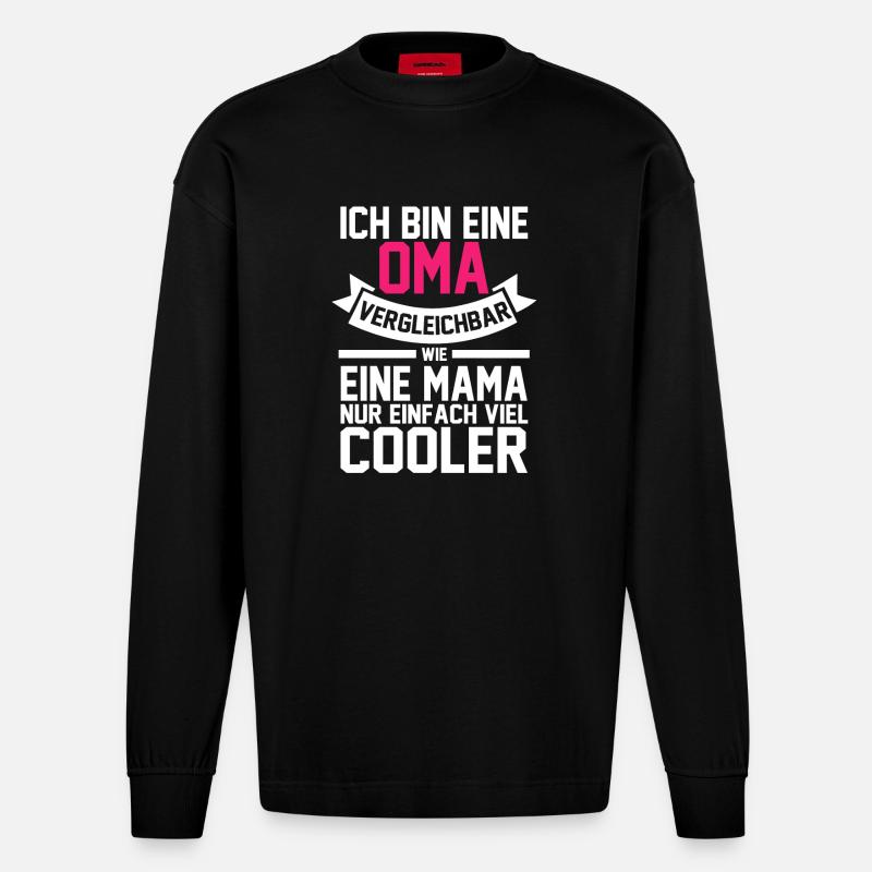 Großmutter Oma - Heavyweight Oversized Organic Langarmshirt Made in EU - SOLID BLACK