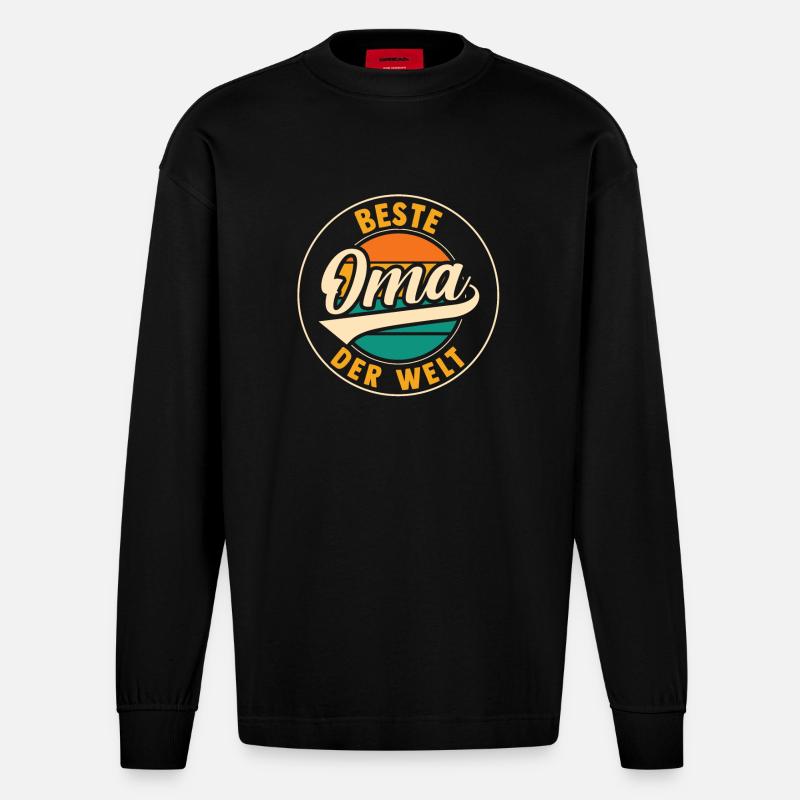 Großmutter Beste Oma - Heavyweight Oversized Organic Langarmshirt Made in EU - SOLID BLACK