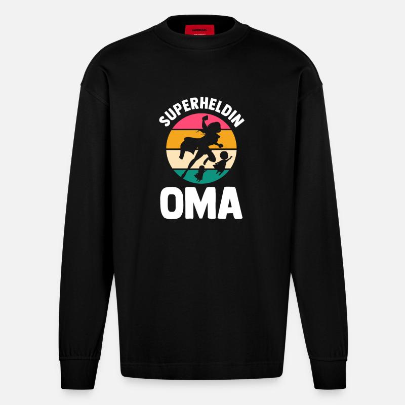 Großmutter Oma - Heavyweight Oversized Organic Langarmshirt Made in EU - SOLID BLACK