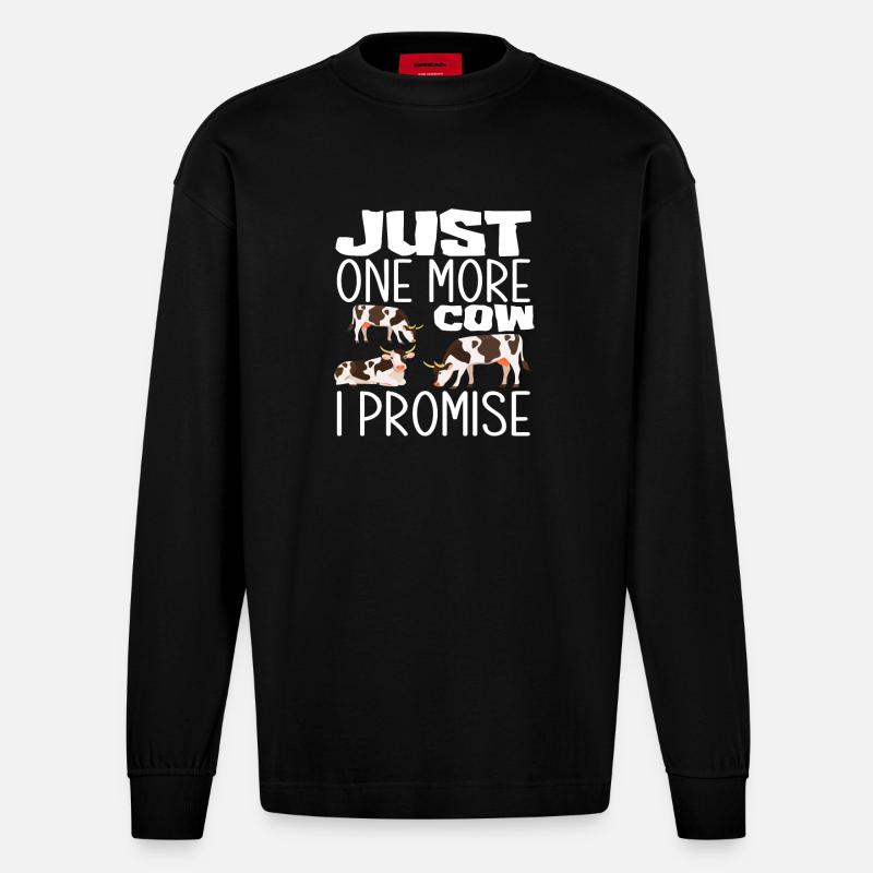 Nur Noch Eine Kuh Versprochen - Heavyweight Oversized Organic Langarmshirt Made in EU - SOLID BLACK