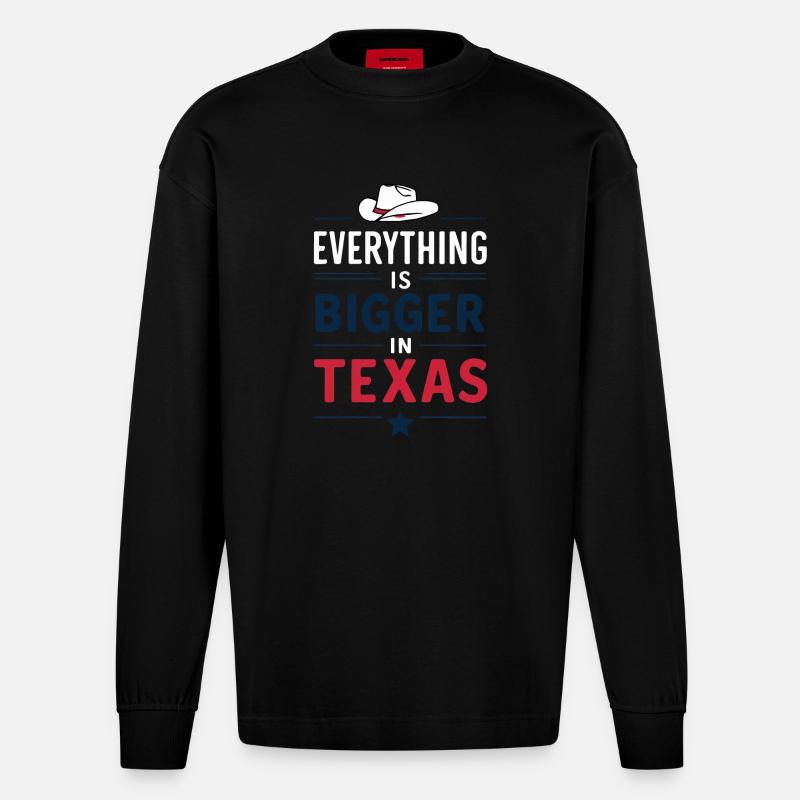 Texas State Texaner Texas - Heavyweight Oversized Organic Langarmshirt Made in EU - SOLID BLACK