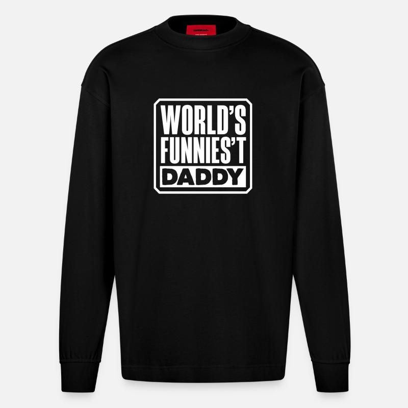 World's Funniest Daddy - Heavyweight Oversized Organic Langarmshirt Made in EU - SOLID BLACK