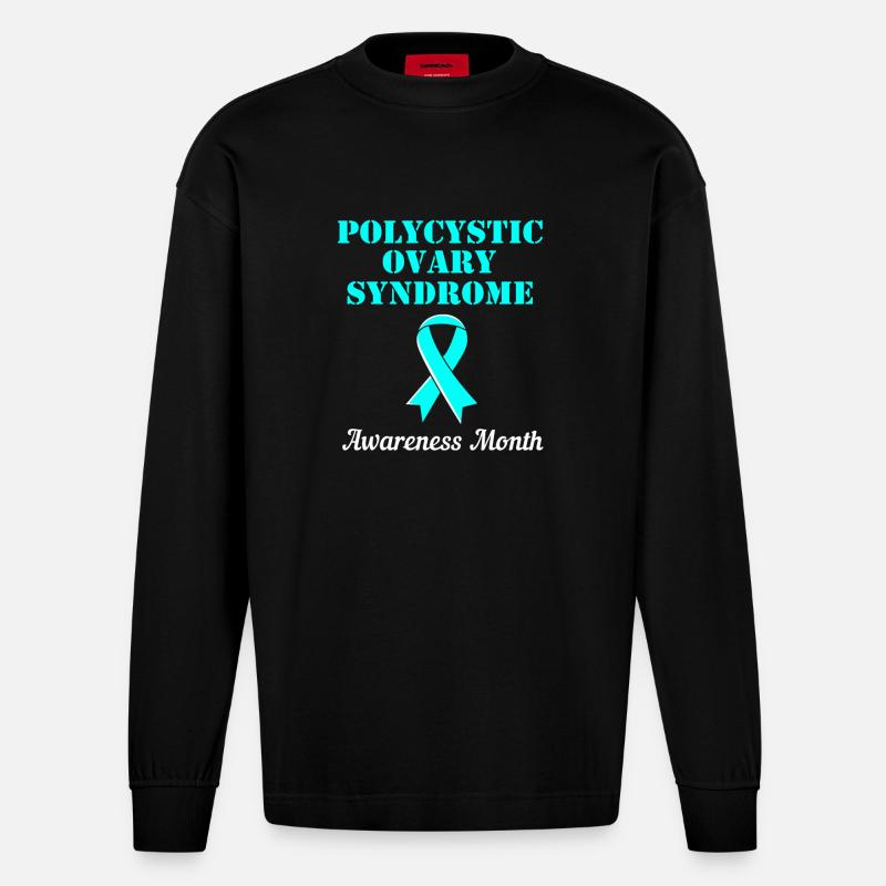 Pcos-Bewusstsein - Heavyweight Oversized Organic Langarmshirt Made in EU - SOLID BLACK