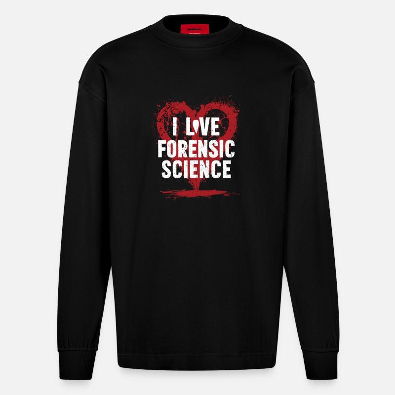 Ich liebe Forensik - Heavyweight Oversized Organic Langarmshirt Made in EU - SOLID BLACK