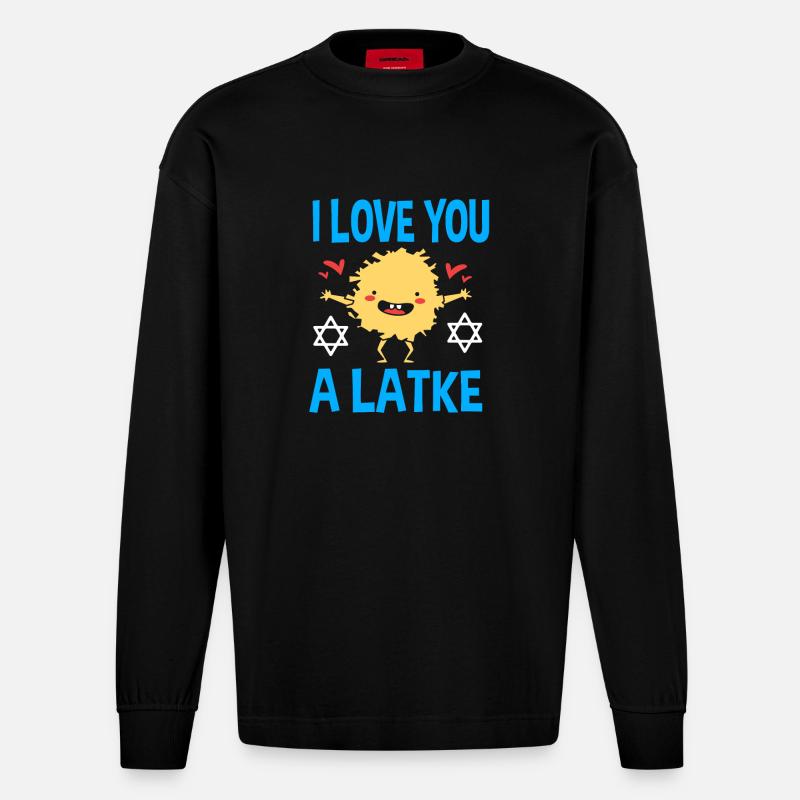 Chanukkah - Heavyweight Oversized Organic Langarmshirt Made in EU - SOLID BLACK