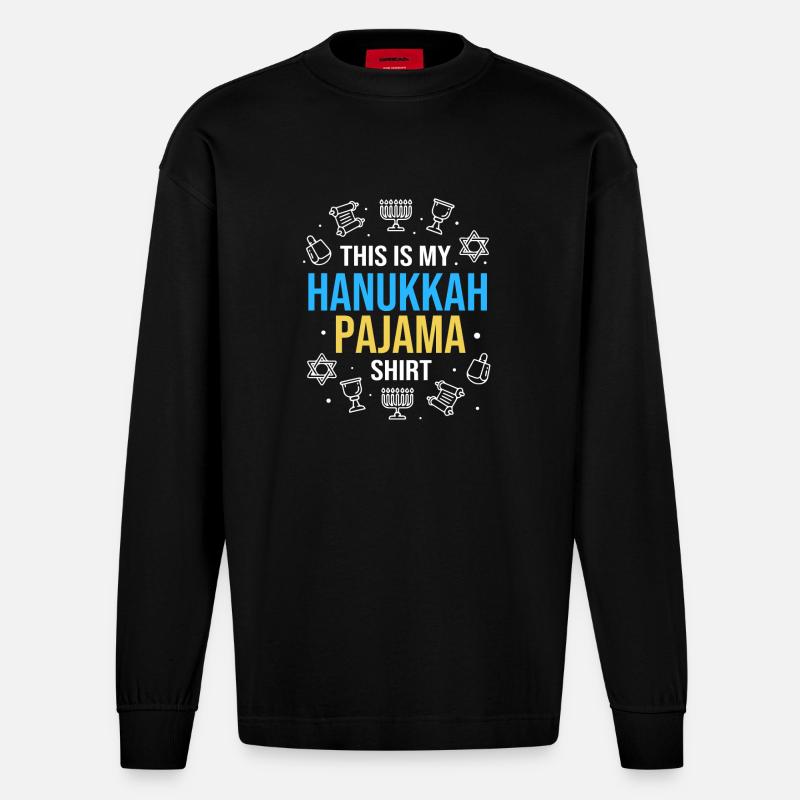 Chanukkah - Heavyweight Oversized Organic Langarmshirt Made in EU - SOLID BLACK