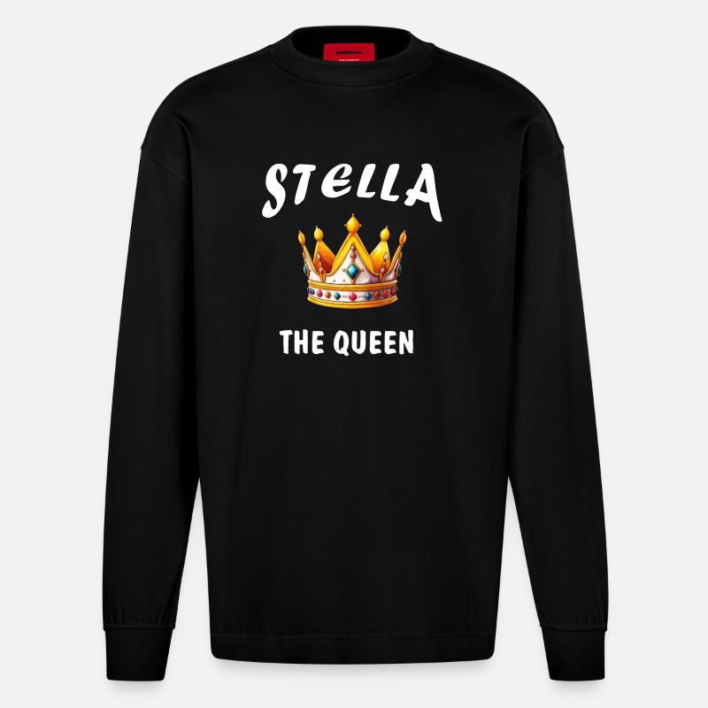 STELLA THE QUEEN - Heavyweight Oversized Organic Langarmshirt Made in EU - SOLID BLACK