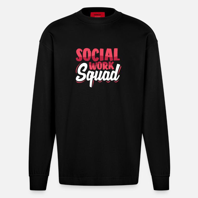 Social Work Squad - Heavyweight Oversized Organic Langarmshirt Made in EU - SOLID BLACK