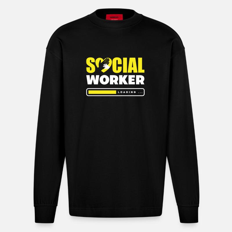 Sozialarbeiter Wird Geladen... - Heavyweight Oversized Organic Langarmshirt Made in EU - SOLID BLACK