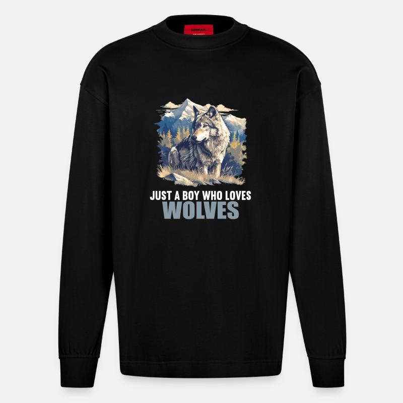 Loups Loup - Manches longues bio épais oversize fabriqué en UE - SOLID BLACK