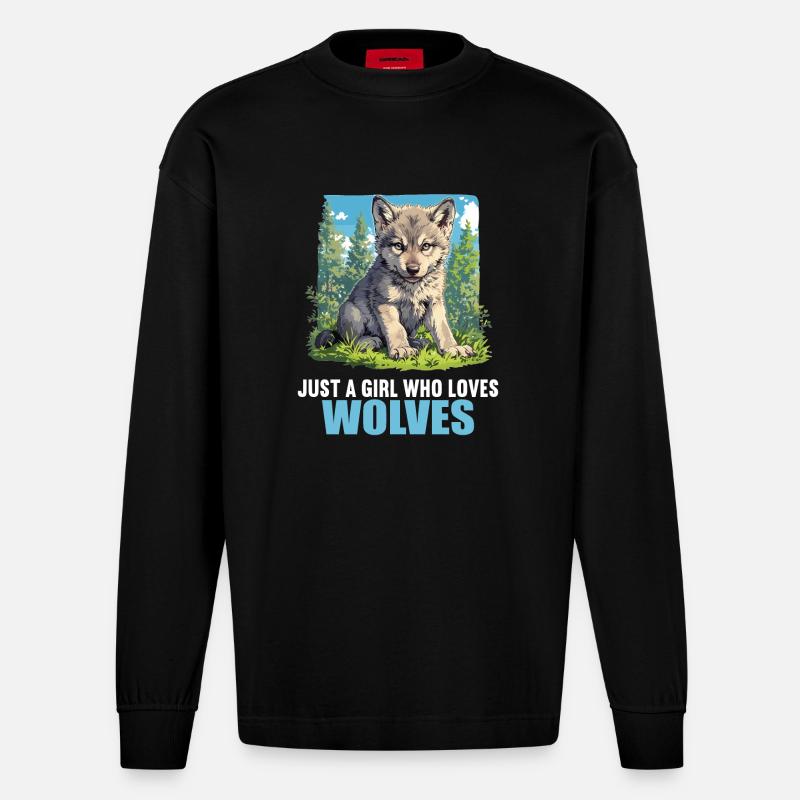 Loups Loup - Manches longues bio épais oversize fabriqué en UE - SOLID BLACK