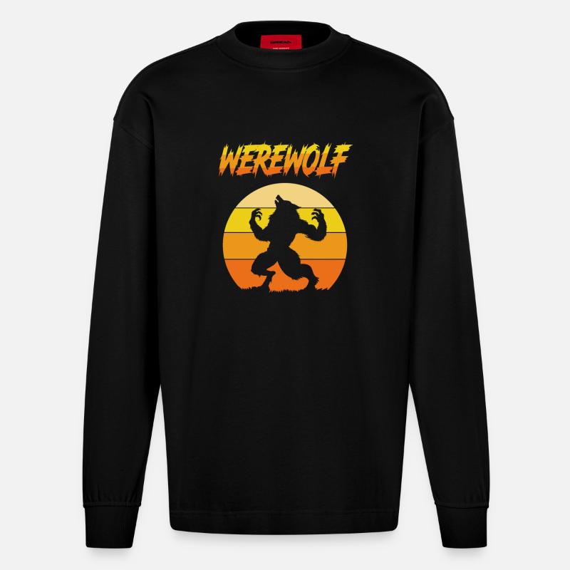 Werwolf - Heavyweight Oversized Organic Langarmshirt Made in EU - SOLID BLACK