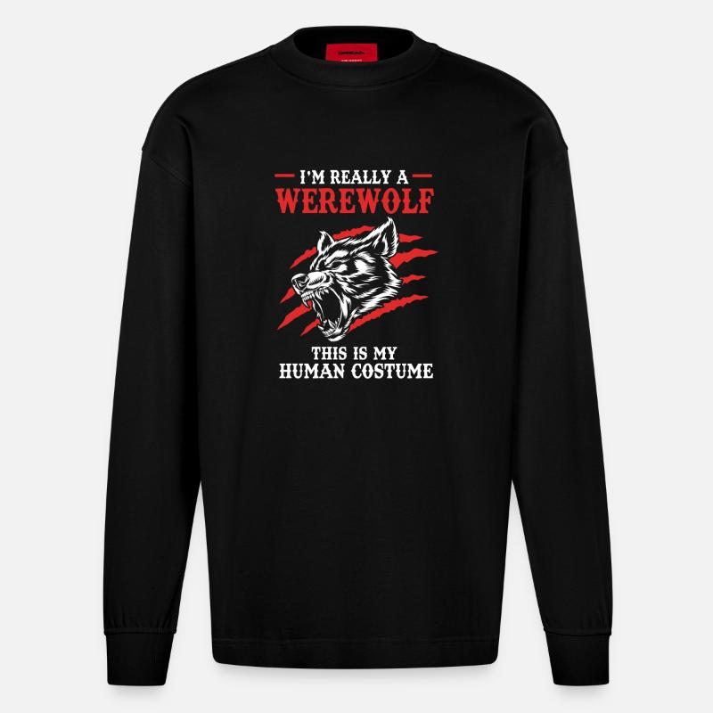 Werwolf - Heavyweight Oversized Organic Langarmshirt Made in EU - SOLID BLACK