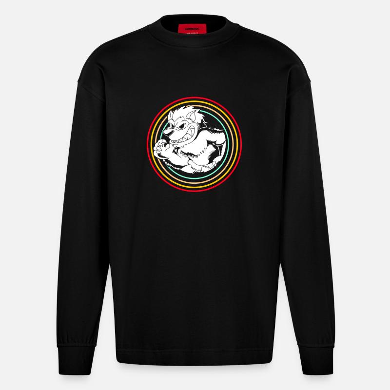 Werwolf - Heavyweight Oversized Organic Langarmshirt Made in EU - SOLID BLACK