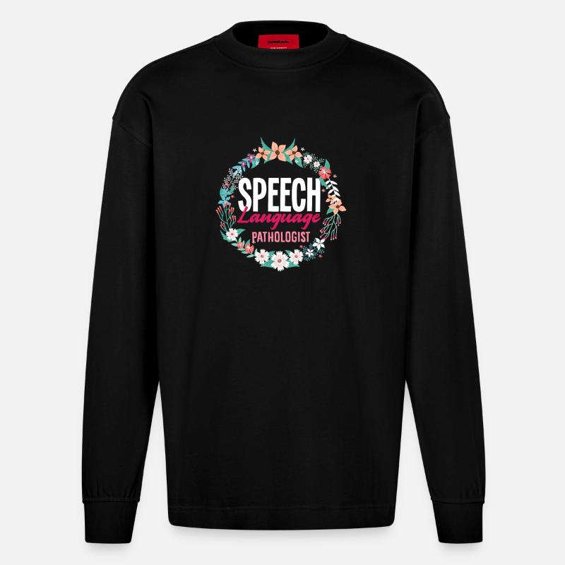 Speech Language Pathologist Blumenkranz - Heavyweight Oversized Organic Longsleeve Shirt Made in EU - SOLID BLACK