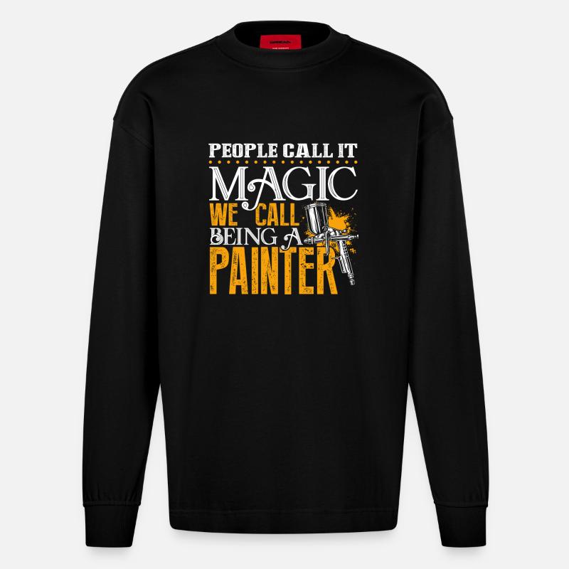 Painter Being A Painter - Heavyweight Oversized Organic Longsleeve Shirt Made in EU - SOLID BLACK