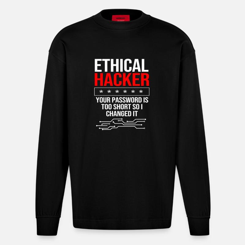 Cybersecurity Cyber Programmer Hacker - Heavyweight Oversized Organic Longsleeve Shirt Made in EU - SOLID BLACK