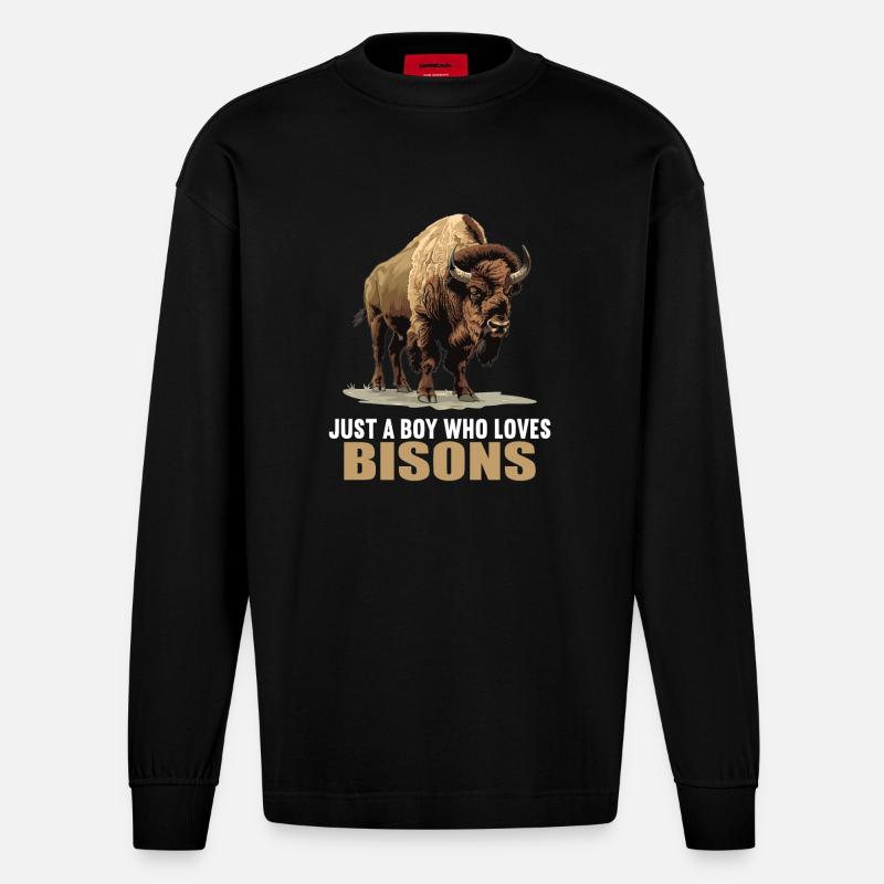 Bisons Bison - Heavyweight Oversized Organic Langarmshirt Made in EU - SOLID BLACK