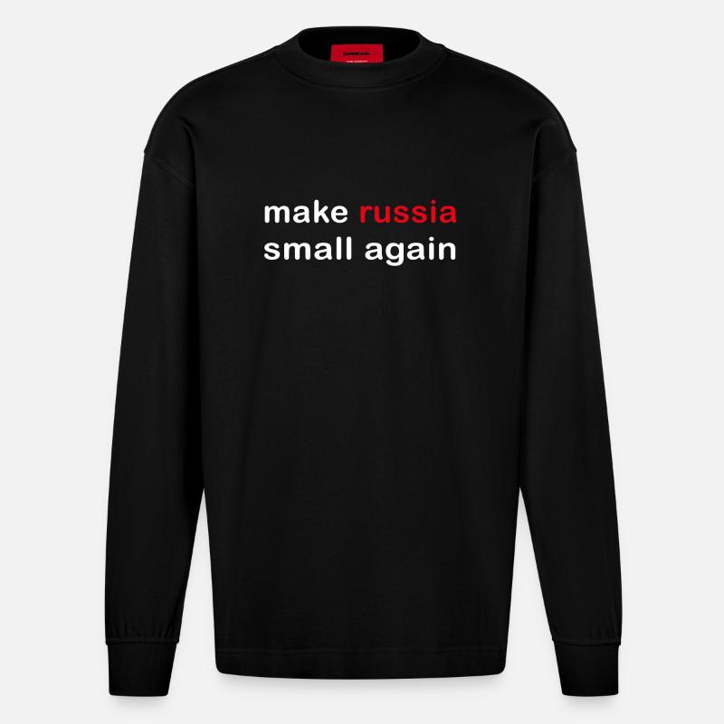make russia small again - Heavyweight Oversized Organic Langarmshirt Made in EU - SOLID BLACK